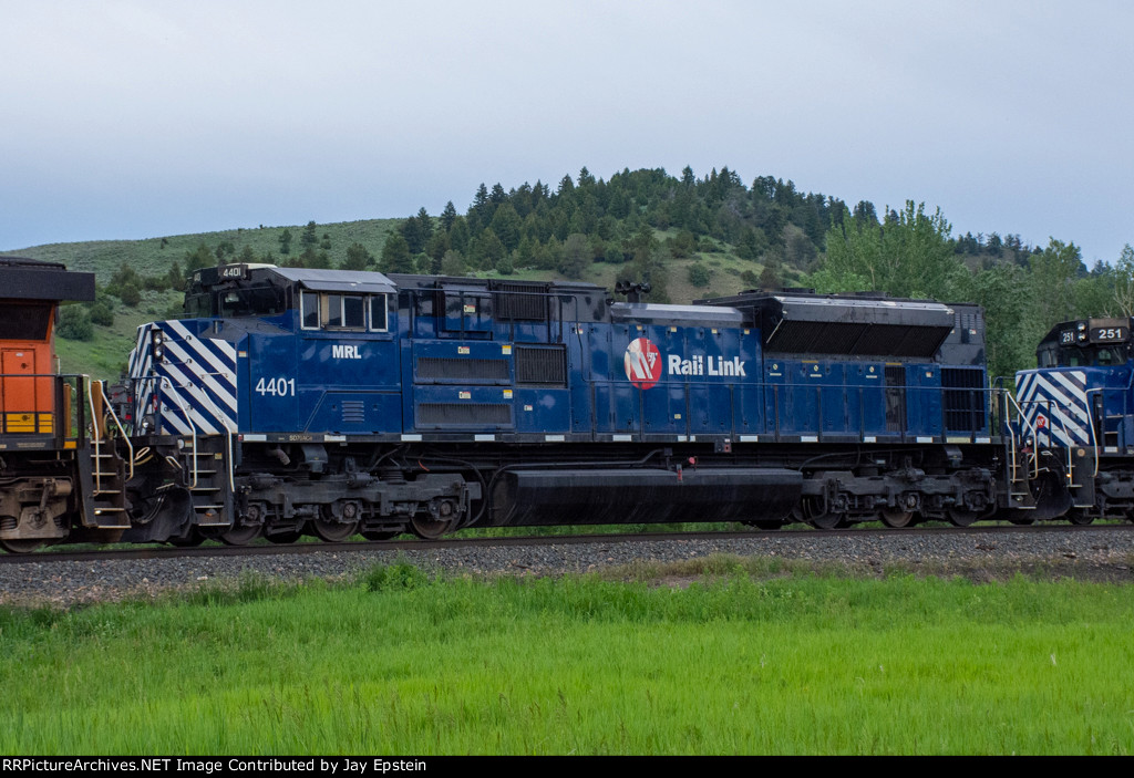 MRL 4401 trails on a Westbound Ballast Train 